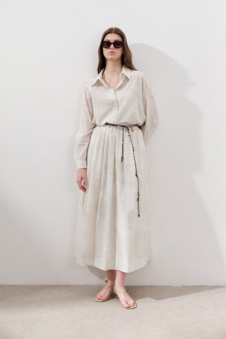 Lightweight Patterned Cotton Skirt Beige