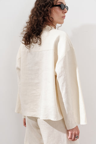 Linen Tie-Front Blouse Vanilla