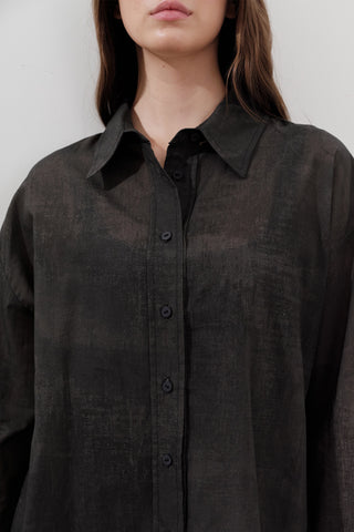 Lightweight Patterned Cotton Shirt Anthracite