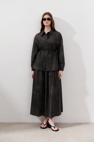 Lightweight Patterned Cotton Shirt Anthracite