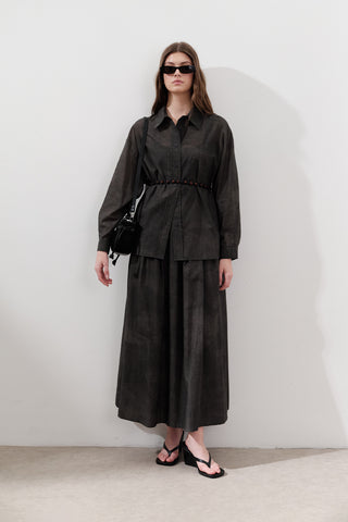 Lightweight Patterned Cotton Skirt Anthracite