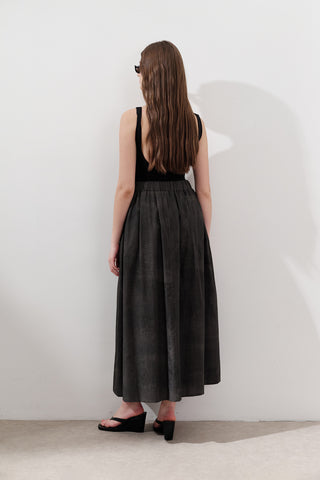 Lightweight Patterned Cotton Skirt Anthracite