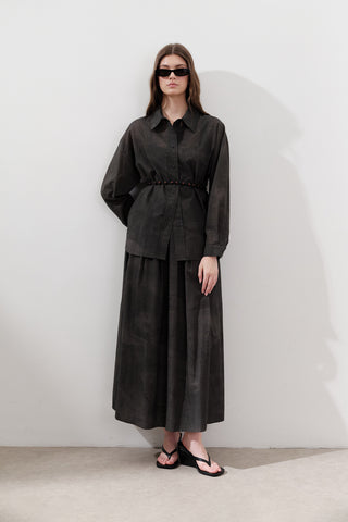 Lightweight Patterned Cotton Skirt Anthracite