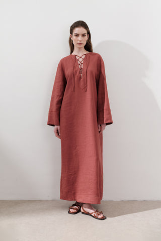 Linen Tie Detail Dress Tile