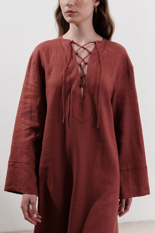 Linen Tie Detail Dress Tile