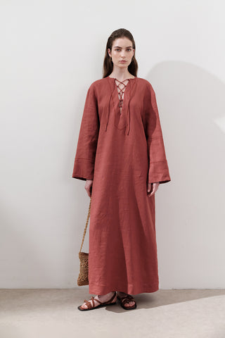 Linen Tie Detail Dress Tile