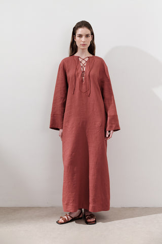 Linen Tie Detail Dress Tile