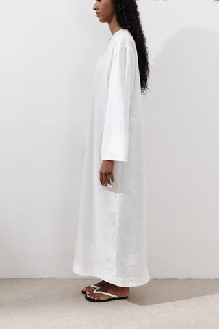 Linen Tie Detail Dress Ecru