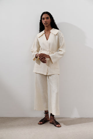 Wide-Leg Linen Trousers Vanilla