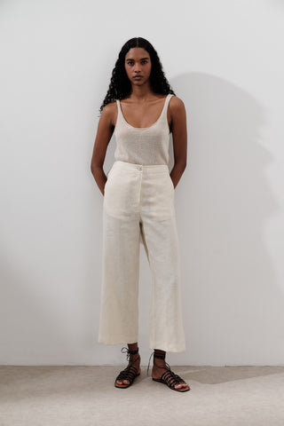 Wide-Leg Linen Trousers Vanilla