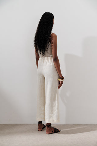 Wide-Leg Linen Trousers Vanilla