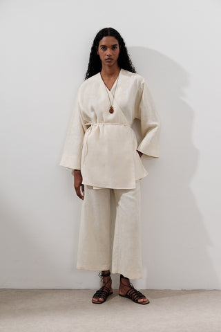 Linen Wrap Kimono Vanilla
