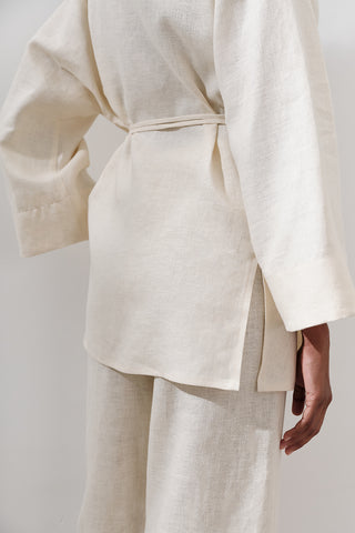 Linen Wrap Kimono Vanilla