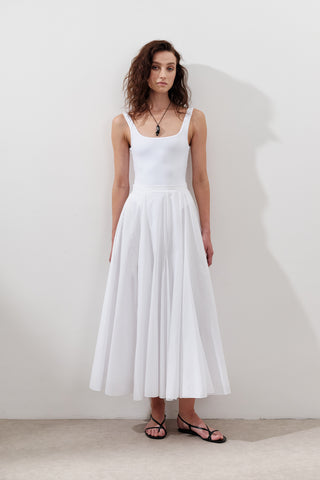Panelled Cotton Maxi Skirt Ecru