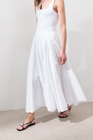 Panelli Pamuklu Uzun Etek Ekru