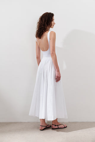 Panelled Cotton Maxi Skirt Ecru