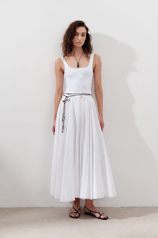 Panelled Cotton Maxi Skirt Ecru
