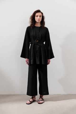 Linen Darted Tunic Black