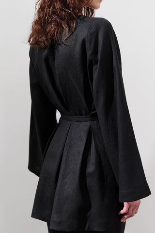 Linen Darted Tunic Black