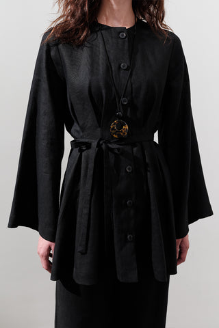 Linen Darted Tunic Black
