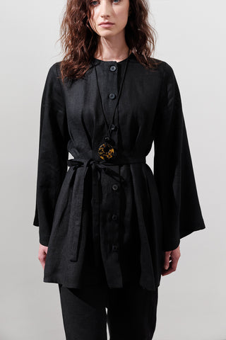 Linen Darted Tunic Black