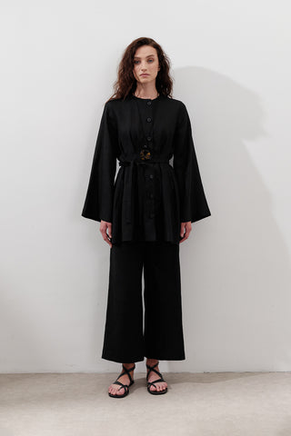 Linen Darted Tunic Black