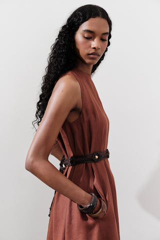 Linen Gathered Dress Copper