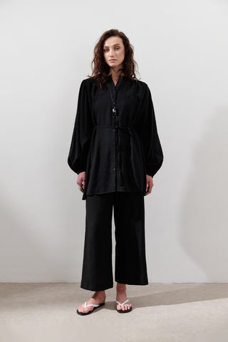 Tencel Gathered Tunic Black