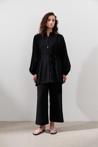 Tencel Gathered Tunic Black