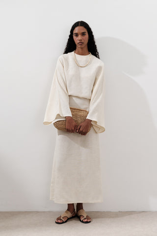 Tie-Waist Linen Dress Vanilla