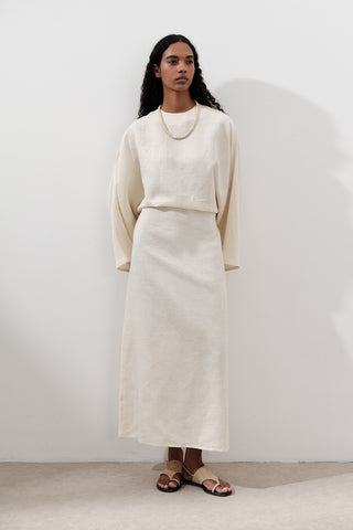Tie-Waist Linen Dress Vanilla