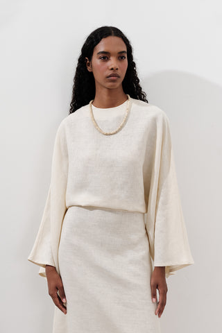 Tie-Waist Linen Dress Vanilla