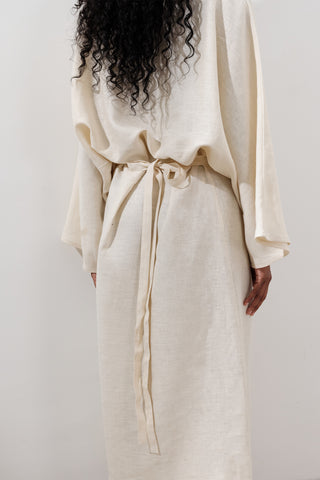 Tie-Waist Linen Dress Vanilla