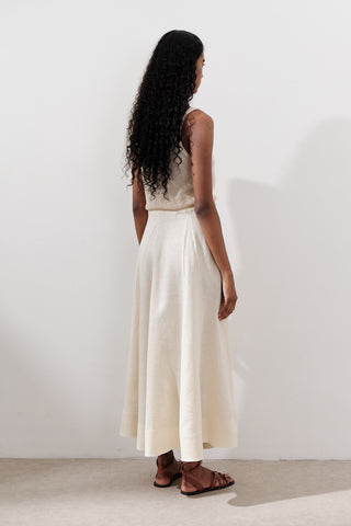 Linen Panel Skirt Vanilla