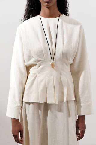 Crossover Tie Linen Blouse Vanilla