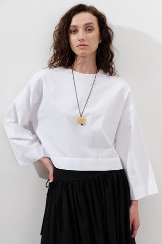 Cotton Crop Long Sleeve Top Ecru