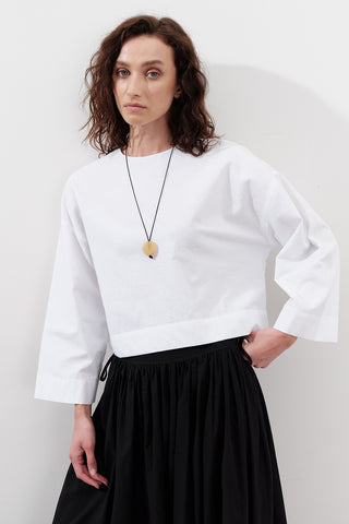 Cotton Crop Long Sleeve Top Ecru