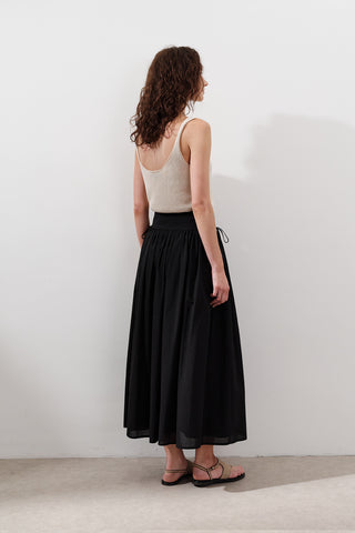 Wide Skirt With Tie Detail Black