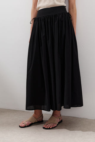 Wide Skirt With Tie Detail Black