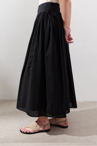 Wide Skirt With Tie Detail Black