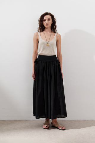Wide Skirt With Tie Detail Black