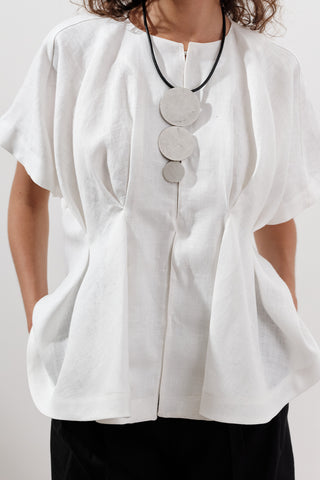 Pleated Linen Vest Ecru