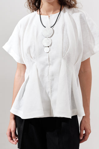 Pleated Linen Vest Ecru