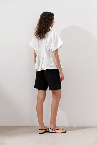 Pleated Linen Vest Ecru