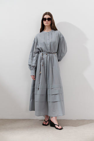 Pleated Volume Dress Blue