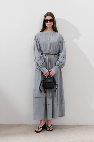 Pleated Volume Dress Blue