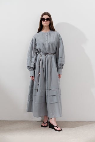 Pleated Volume Dress Blue