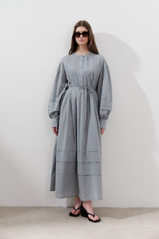 Pleated Volume Dress Blue