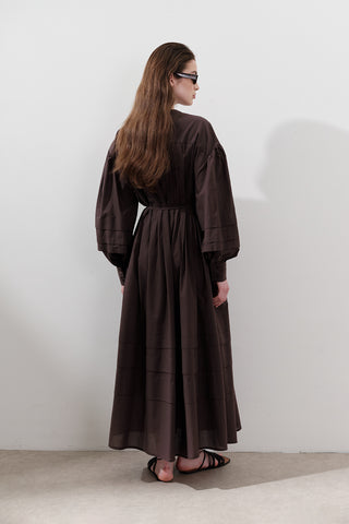 Pleated Volume Dress Brown