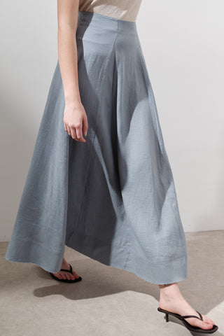 Linen Panel Skirt Blue